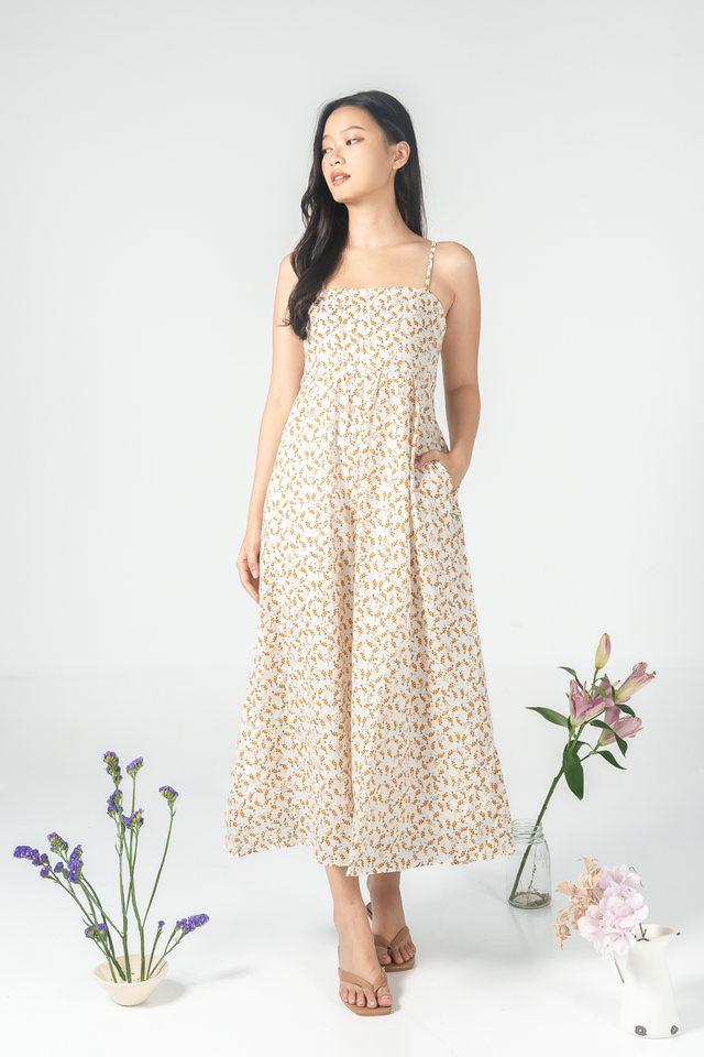 SOYNA FLORAL EMBROIDERY DRESS (YELLOW)