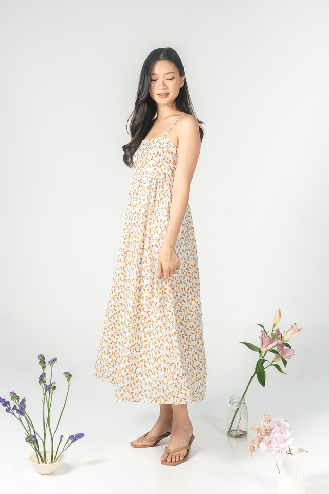 SOYNA FLORAL EMBROIDERY DRESS (YELLOW)