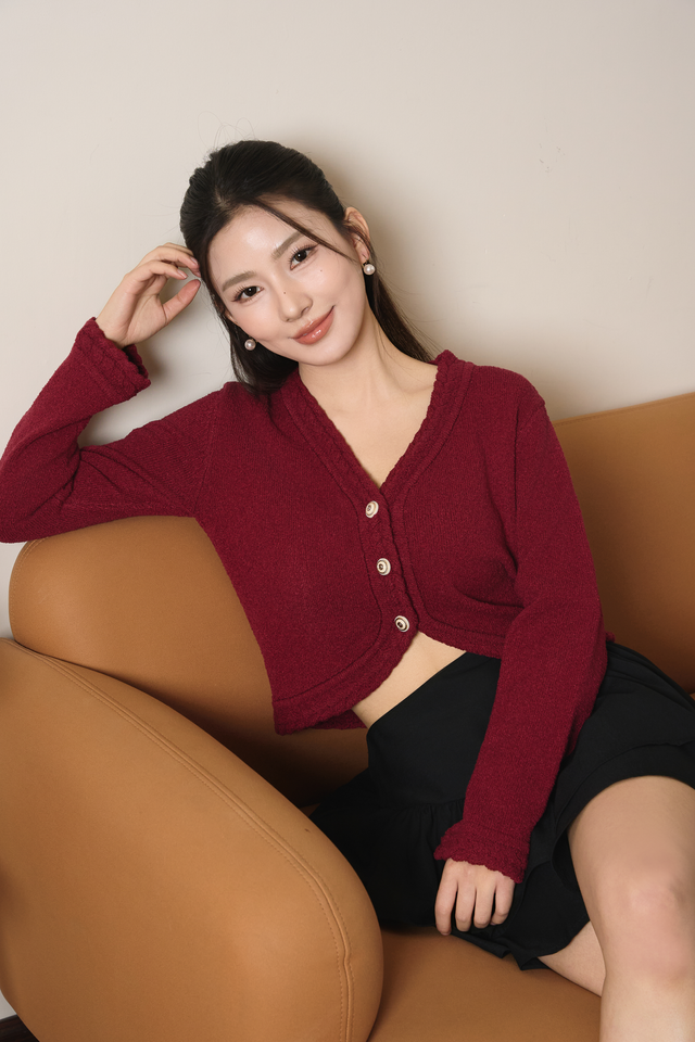 ARLIE KNIT CARDIGAN (BURGUNDY)
