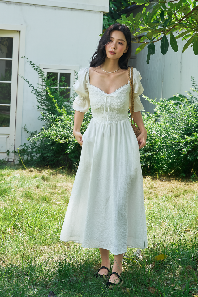 ROWE SMOKED DRESS (WHITE)