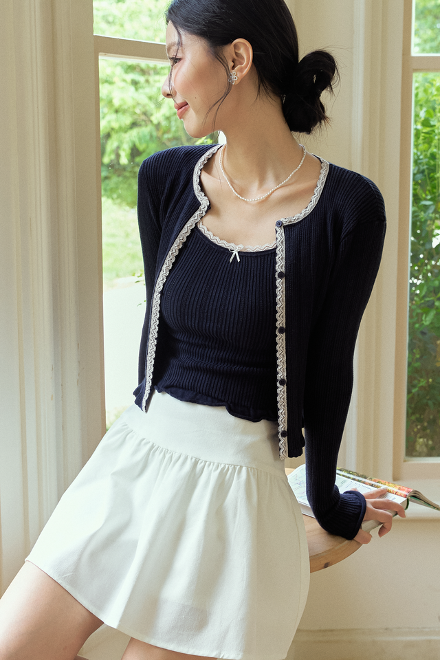 RIO KNIT TOP X CARDIGAN SET (NAVY)