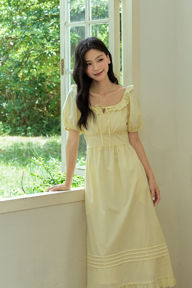JOELLE SCOOP NECK DRESS (PALE YELLOW)