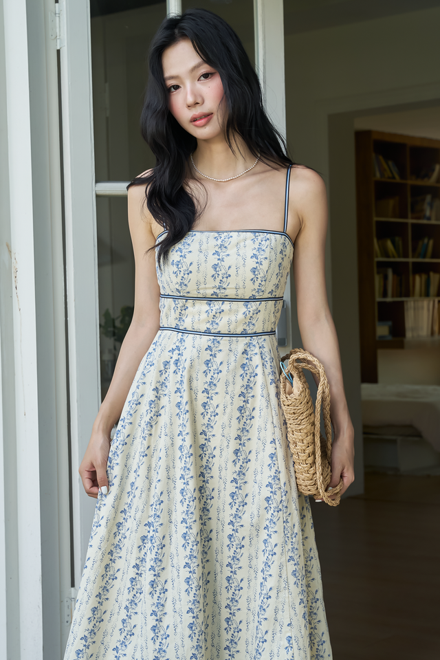 KADY FLORAL MIDI DRESS (BLUE)