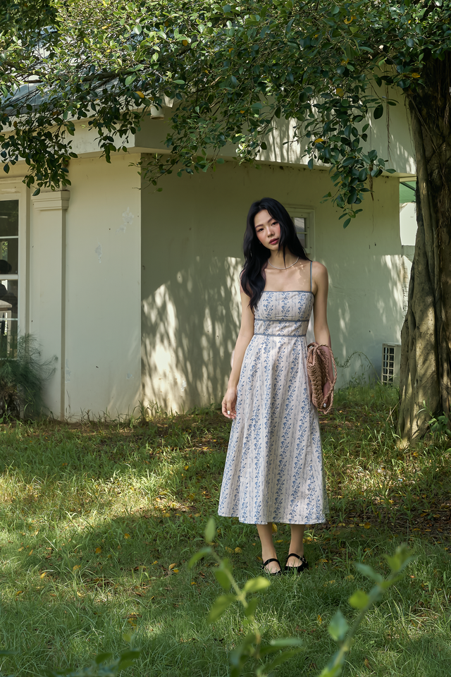 KADY FLORAL MIDI DRESS (BLUE)