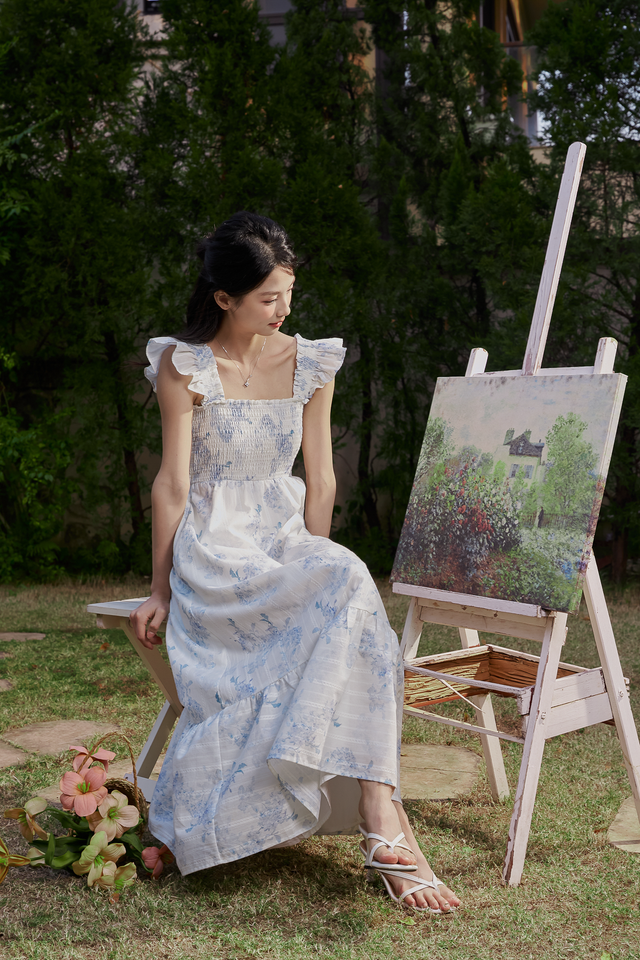 SOLINE RUFFLE SLEEVE DRESS