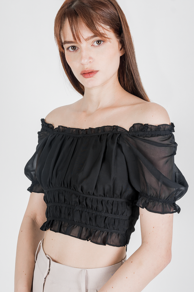 LEIA RUCHED TOP (BLACK)