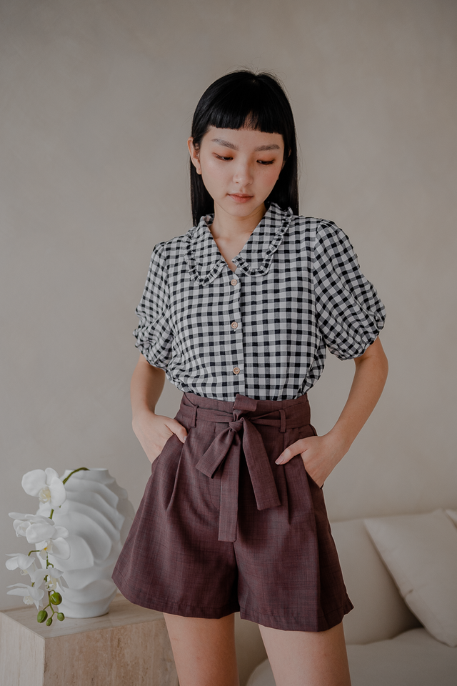 WILLOW COLLARED TOP (BLACK GINGHAM) 
